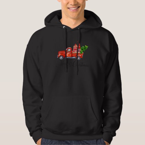 Merry Christmas Vintage Red Truck Gnomes with Chri Hoodie