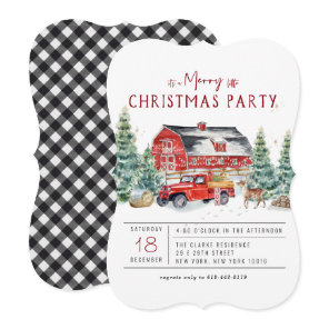 Merry Christmas | Vintage Red Truck Holiday Party Invitation