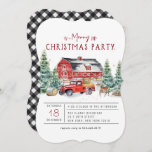 Merry Christmas | Vintage Red Truck Holiday Party Invitation<br><div class="desc">This vintage red truck theme Christmas invitation is a classic and is perfect for any type of holiday party. Add your custom wording to this design by using the "Edit this design template" boxes on the right hand side of the item, or click the blue "Customize it" button to arrange...</div>