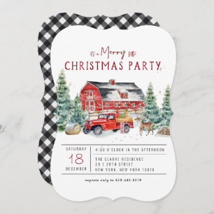 Merry Christmas   Vintage Red Truck Holiday Party Invitation