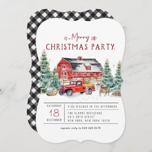 Merry Christmas  Vintage Red Truck Holiday Party Invitation