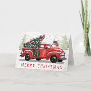 Merry Christmas Vintage Red Truck Patriotic Flag  Holiday Card at Zazzle
