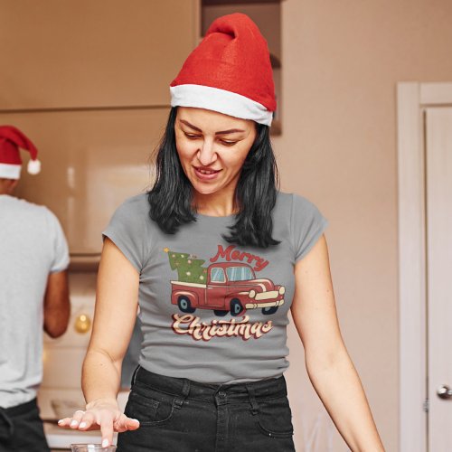 Merry Christmas Vintage Red Truck T_Shirt