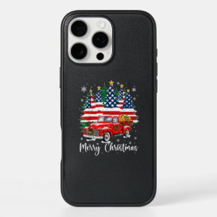 Merry Christmas Vintage Red Truck Us Flag Tree San iPhone 16 Pro Max Case