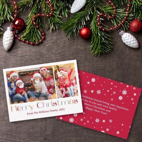 merry christmas  vintage retro holiday 2 photos  note card