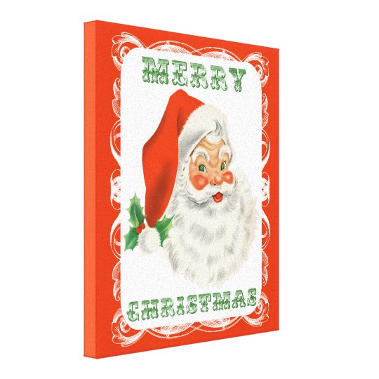 Download Merry Christmas Vintage Retro Santa Claus Canvas Print ...