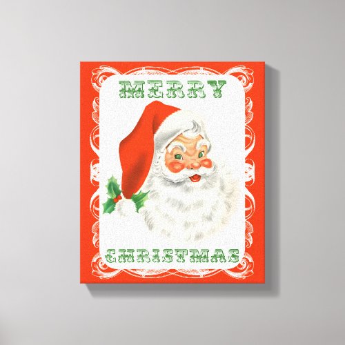 Merry Christmas Vintage Retro Santa Claus Canvas Print