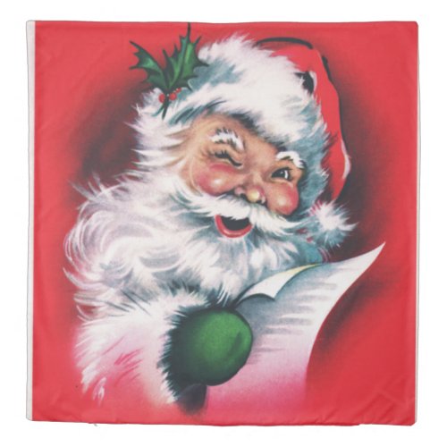 Merry ChristmasvintageretroSanta claushappy Sa Duvet Cover