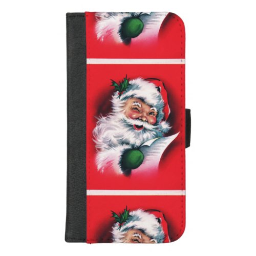 Merry ChristmasvintageretroSanta claushappy Sa iPhone 87 Plus Wallet Case