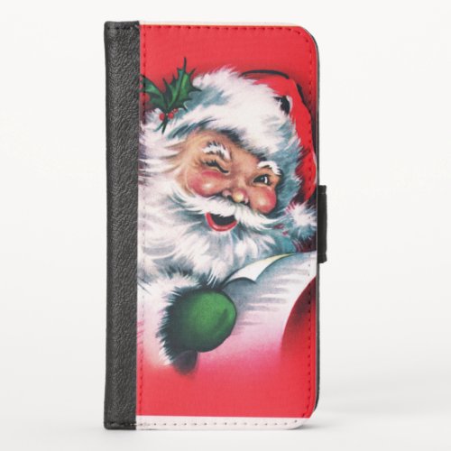 Merry ChristmasvintageretroSanta claushappy Sa iPhone X Wallet Case