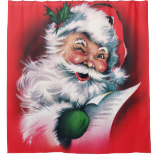 Merry Christmas,vintage,retro,Santa claus,happy Sa Shower Curtain