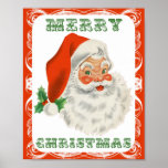 Merry Christmas Vintage Retro Santa Claus Poster<br><div class="desc">A festive retro picture. Jolly old Santa Claus with his red rosy cheeks and warm friendly smile. A bit of nostalgia for the old timers, this vintage image brings backs memories of celebrations from Christmas past. Festive and fun in warm holiday colors and a Merry Christmas greeting in a cool...</div>