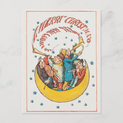 Merry Christmas Vintage Retro Wishing Holiday Postcard
