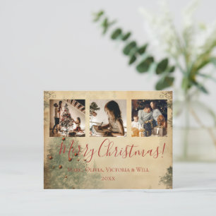 Merry Christmas Vintage Rustic Photo Holiday Postcard