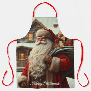 Merry Christmas vintage Santa Apron