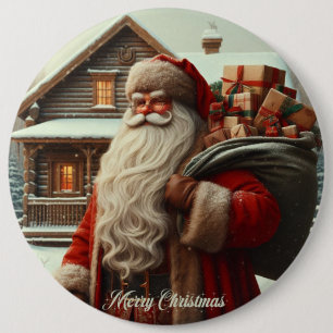Merry Christmas vintage Santa Button