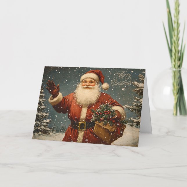 Merry Christmas Vintage Santa Card (Front)