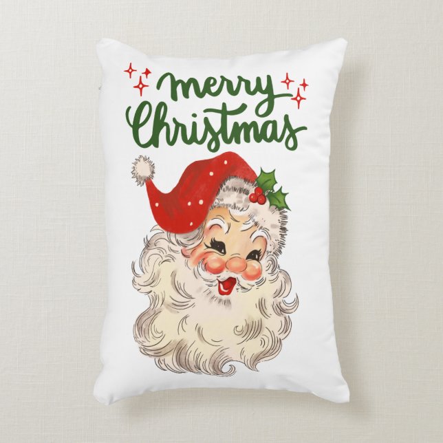 Merry Christmas vintage Santa Claus holiday Accent Pillow (Front(Vertical))