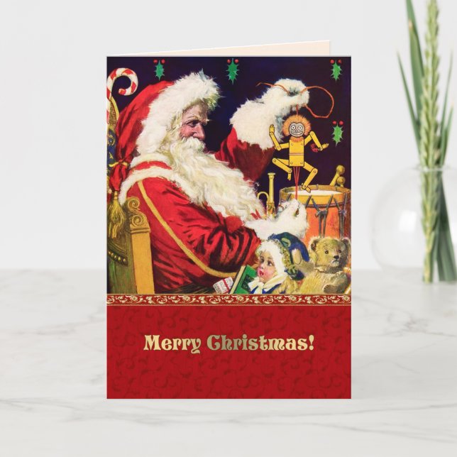 Merry Christmas. Vintage Santa Claus  Holiday Card (Front)