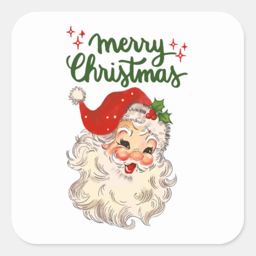 Merry Christmas vintage Santa Claus holiday  Square Sticker