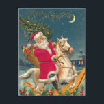 Merry Christmas Vintage Santa Claus on Horse  Postcard<br><div class="desc">Vintage Santa Claus</div>