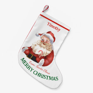 Merry Christmas Vintage Santa Claus Personalize Small Christmas Stocking
