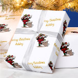 Merry Christmas Vintage Santa Custom Name Wrapping Paper<br><div class="desc">Customize the text, and easily create your personalized Christmas wrapping paper. Click EDIT DESIGN then select BACKGROUND to change the background color. You can TRANSFER this DESIGN on other Zazzle products and adjust it to fit most Zazzle items. Standard Studio designs are made in high-resolution graphics for a professional print....</div>