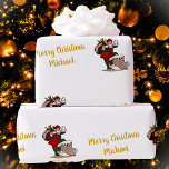Merry Christmas Vintage Santa Custom Name Wrapping Paper<br><div class="desc">Customize the text, and easily create your personalized Christmas wrapping paper. Click EDIT DESIGN then select BACKGROUND to change the background color. You can TRANSFER this DESIGN on other Zazzle products and adjust it to fit most Zazzle items. Standard Studio designs are made in high-resolution graphics for a professional print....</div>