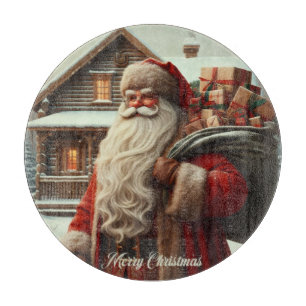 Merry Christmas vintage Santa Cutting Board
