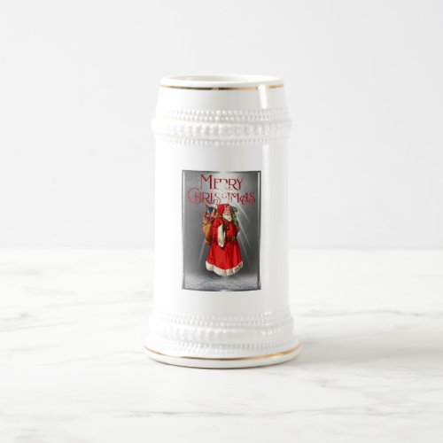 Merry Christmas Vintage Santa Design Beer Stein