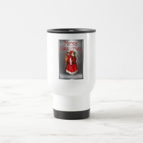 Merry Christmas Vintage Santa Design Travel Mug