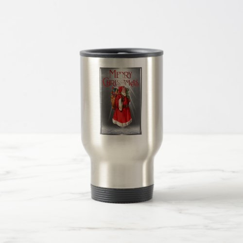 Merry Christmas Vintage Santa Design Travel Mug