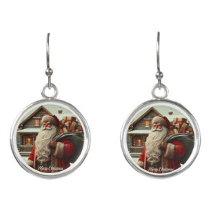 Merry Christmas vintage Santa Earrings