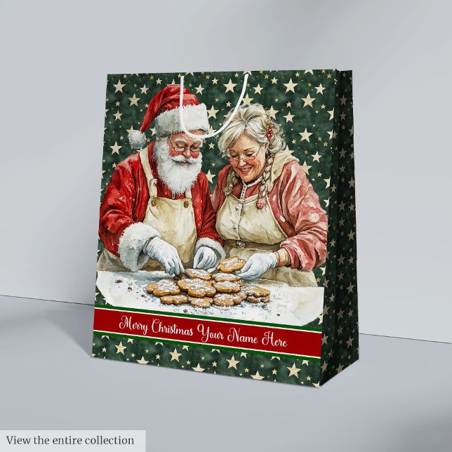 Merry Christmas Vintage Santa Gift Bag Monogram (Merry Christmas Vintage Santa Gift Bag Monogram)