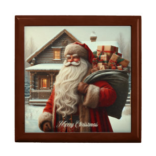 Merry Christmas vintage Santa Gift Box