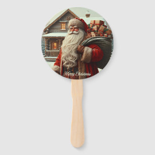 Merry Christmas vintage Santa Hand Fan