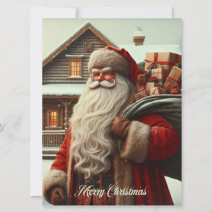 Merry Christmas vintage Santa Holiday Card
