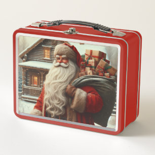 Merry Christmas vintage Santa Metal Lunch Box