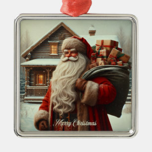 Merry Christmas vintage Santa Metal Ornament