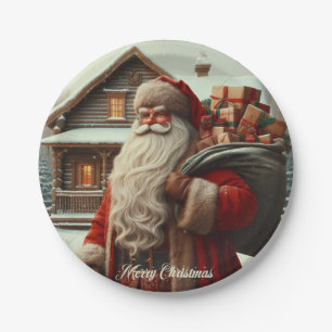 Merry Christmas vintage Santa Paper Plates