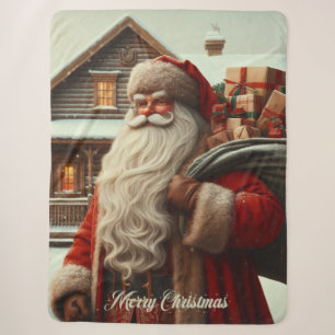 Merry Christmas vintage Santa Sherpa Blanket