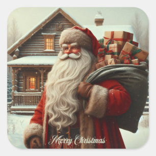 Merry Christmas vintage Santa  Square Sticker