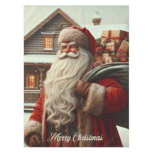 Merry Christmas vintage Santa Tablecloth