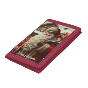 Merry Christmas vintage Santa Tri-fold Wallet