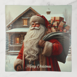 Merry Christmas vintage Santa Trinket Tray