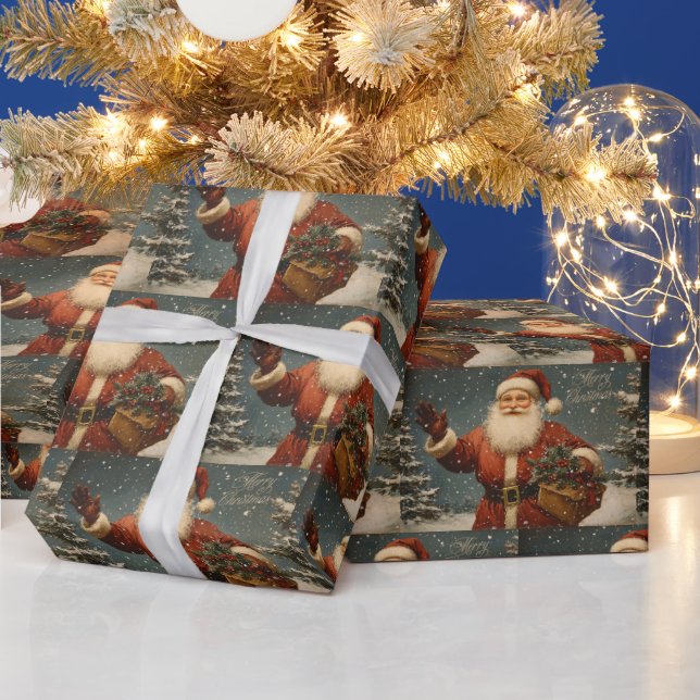 Merry Christmas Vintage Santa Wrapping Paper (Holidays)