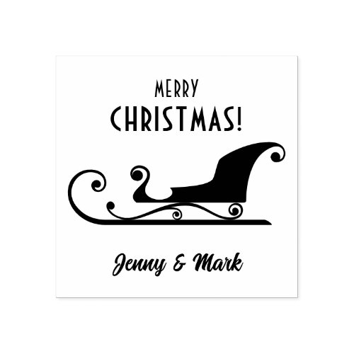 Merry Christmas Vintage Sleigh Holiday Rubber Stamp