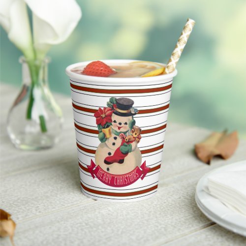 Merry Christmas_ Vintage Snowman Paper Cup