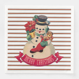 Merry Christmas- Vintage Snowman Paper Napkin