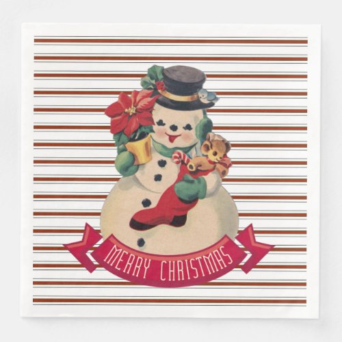 Merry Christmas_ Vintage Snowman Paper Napkin